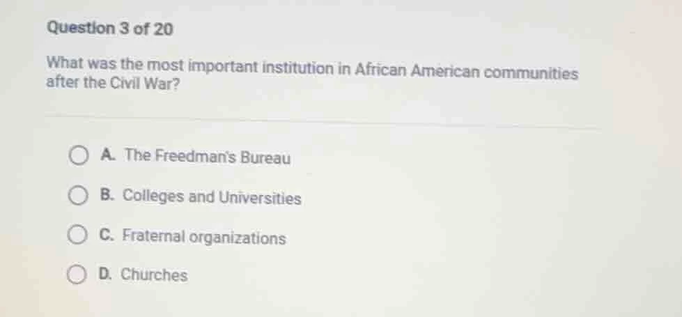 question 3 of 20 what was the most important institution in african ame…