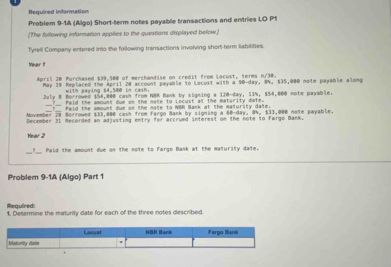 required information problem 9-1a (algo) short-term notes payable trans…