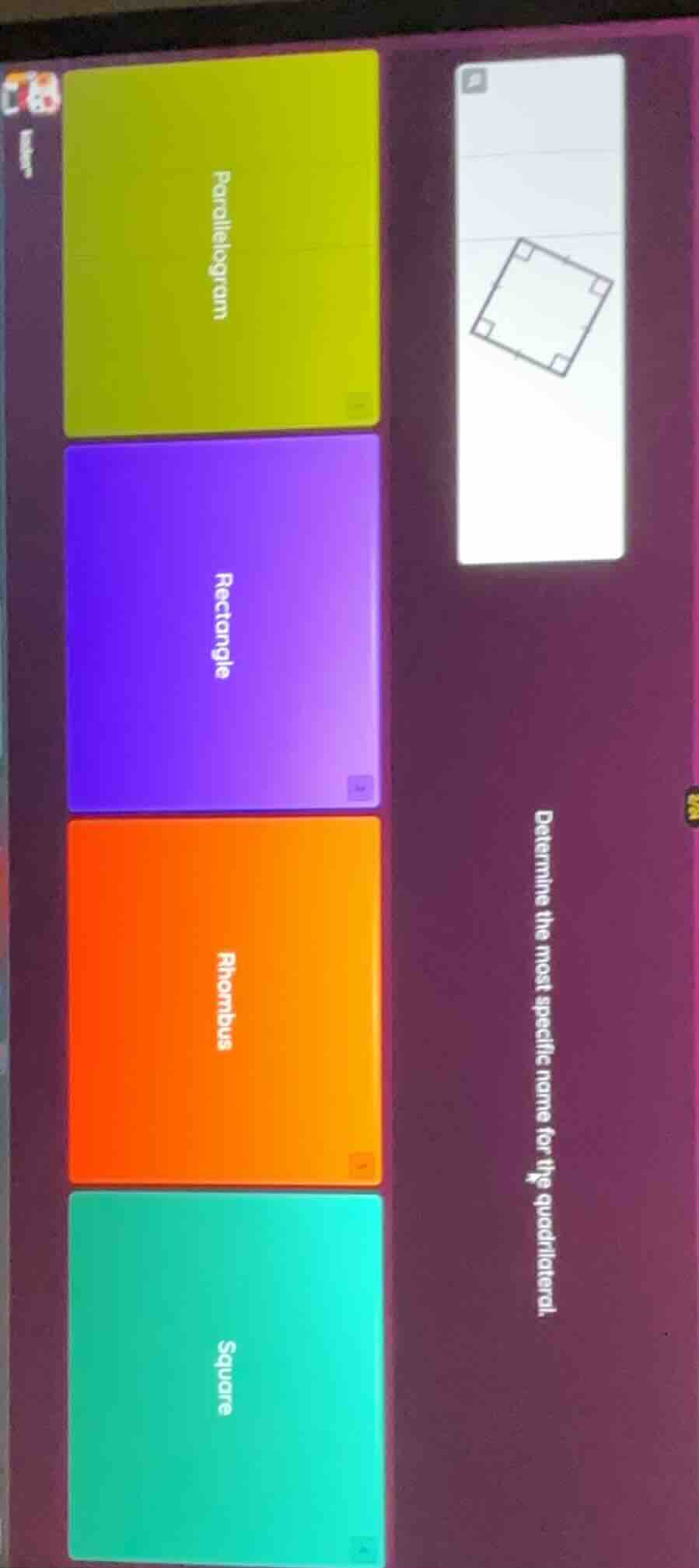 determine the most specific name for the quadrilateral. parallelogram r…