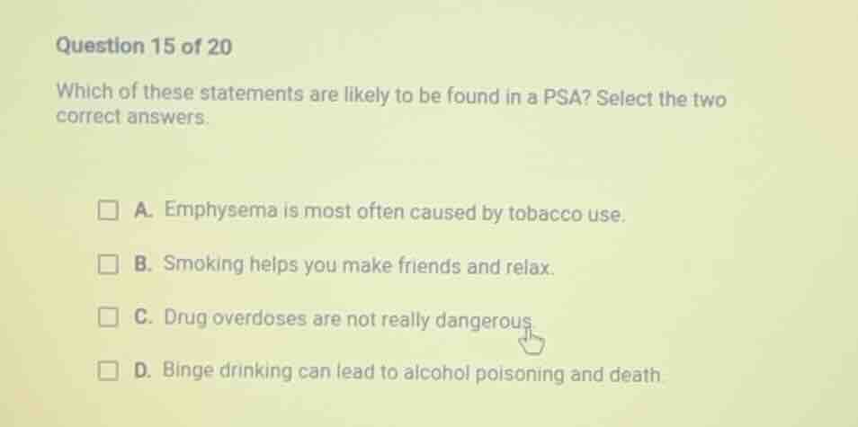 question 15 of 20 which of these statements are likely to be found in a…