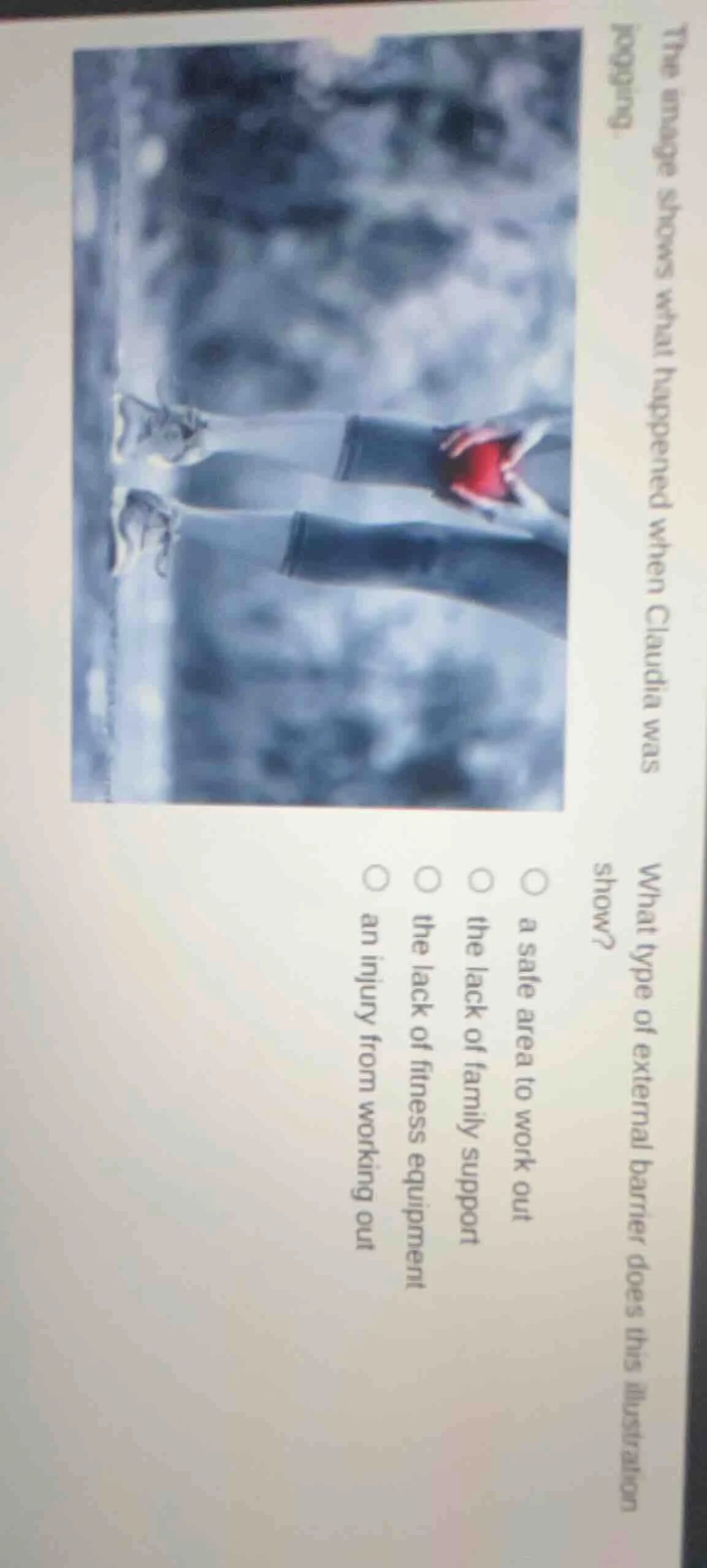 the image shows what happened when claudia was hopping. what type of ex…