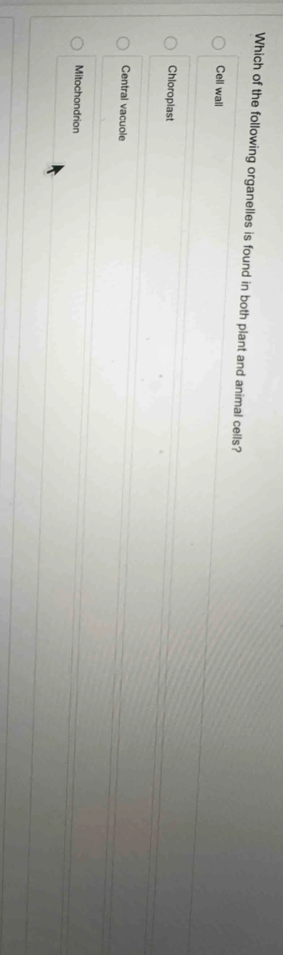 which of the following organelles is found in both plant and animal cel…