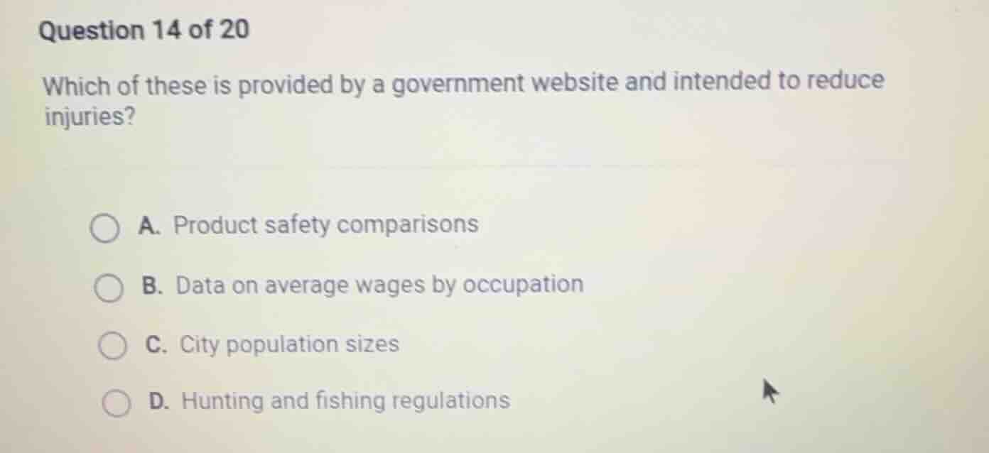 question 14 of 20 which of these is provided by a government website an…