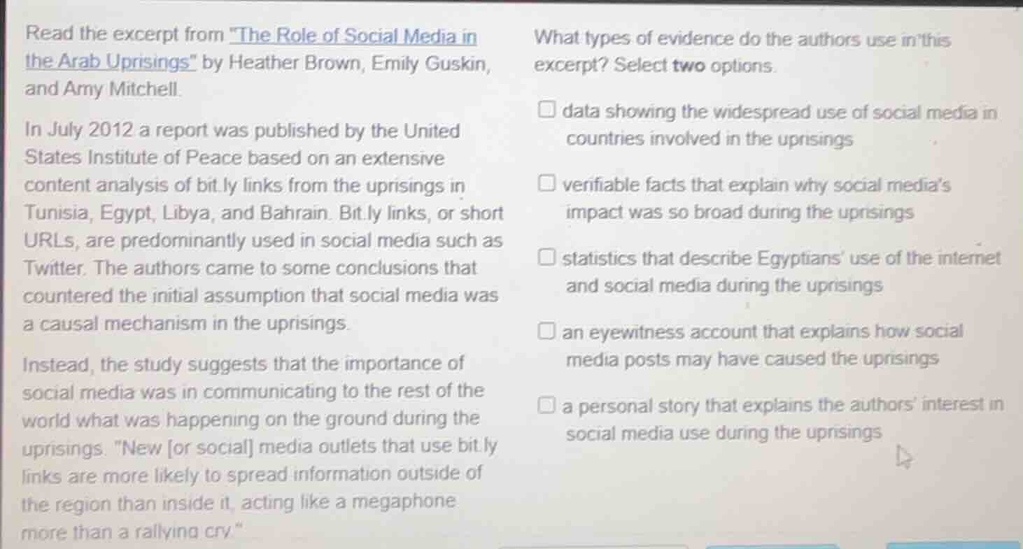 read the excerpt from \the role of social media in the arab uprisings\ …