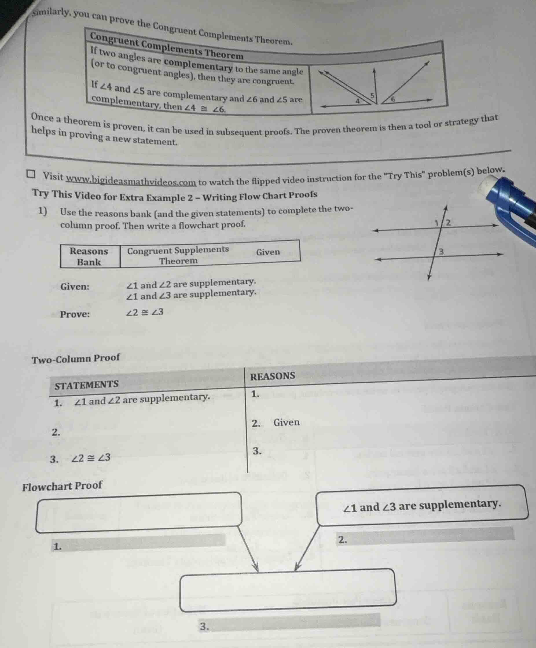 similarly, you can prove the congruent complements theorem. congruent c…