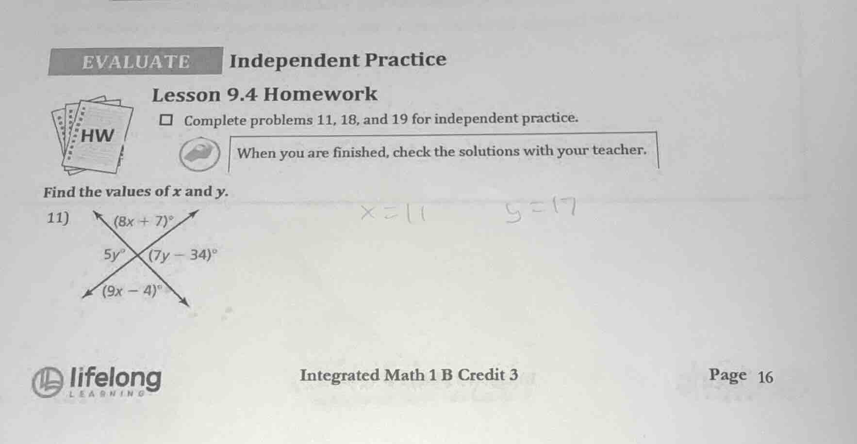 evaluate independent practice lesson 9.4 homework □ complete problems 1…