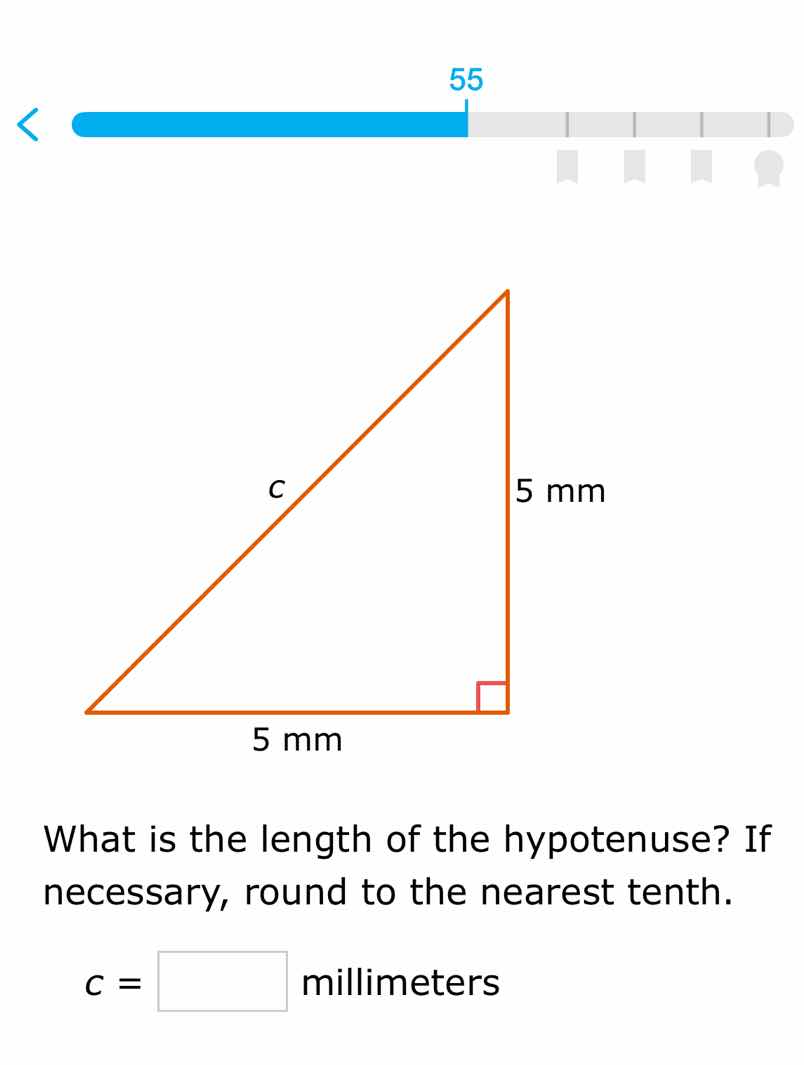 what is the length of the hypotenuse? if necessary, round to the neares…
