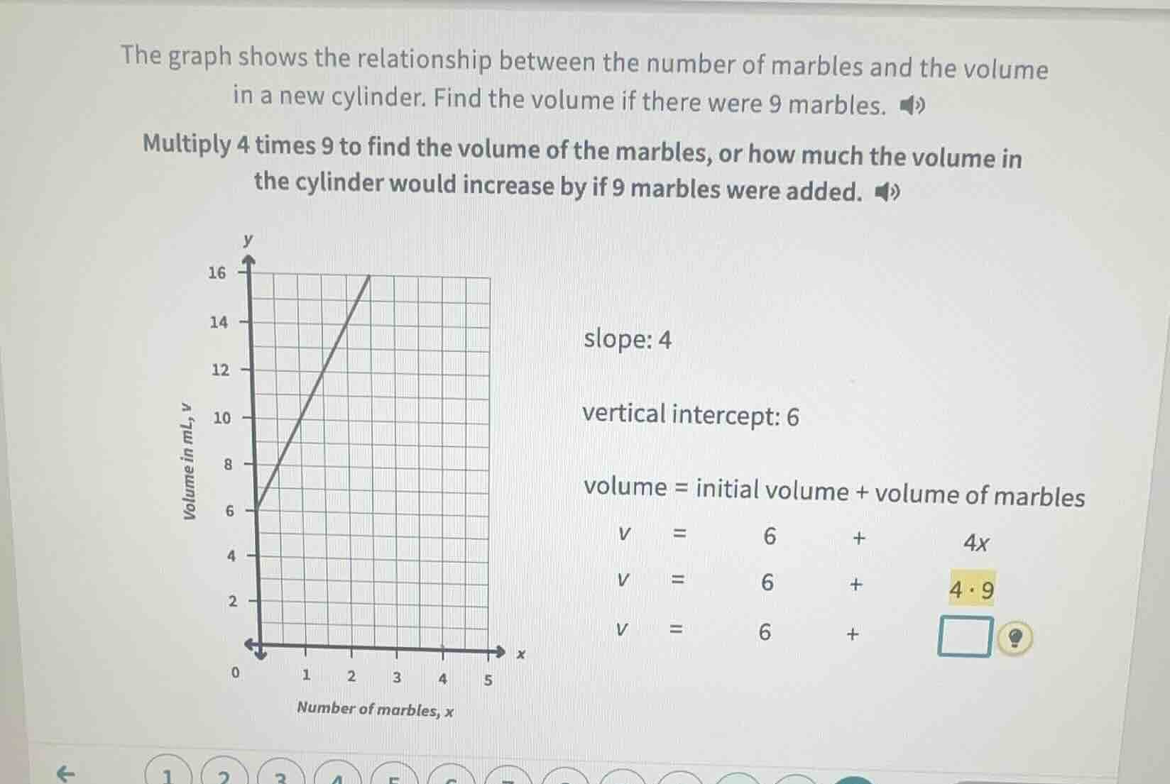 the graph shows the relationship between the number of marbles and the …