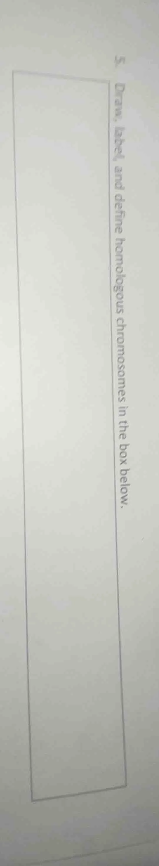 5. draw, label, and define homologous chromosomes in the box below.