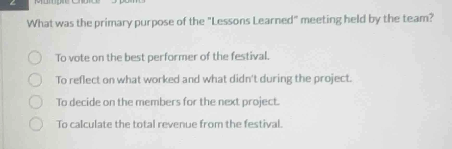 what was the primary purpose of the \lessons learned\ meeting held by t…