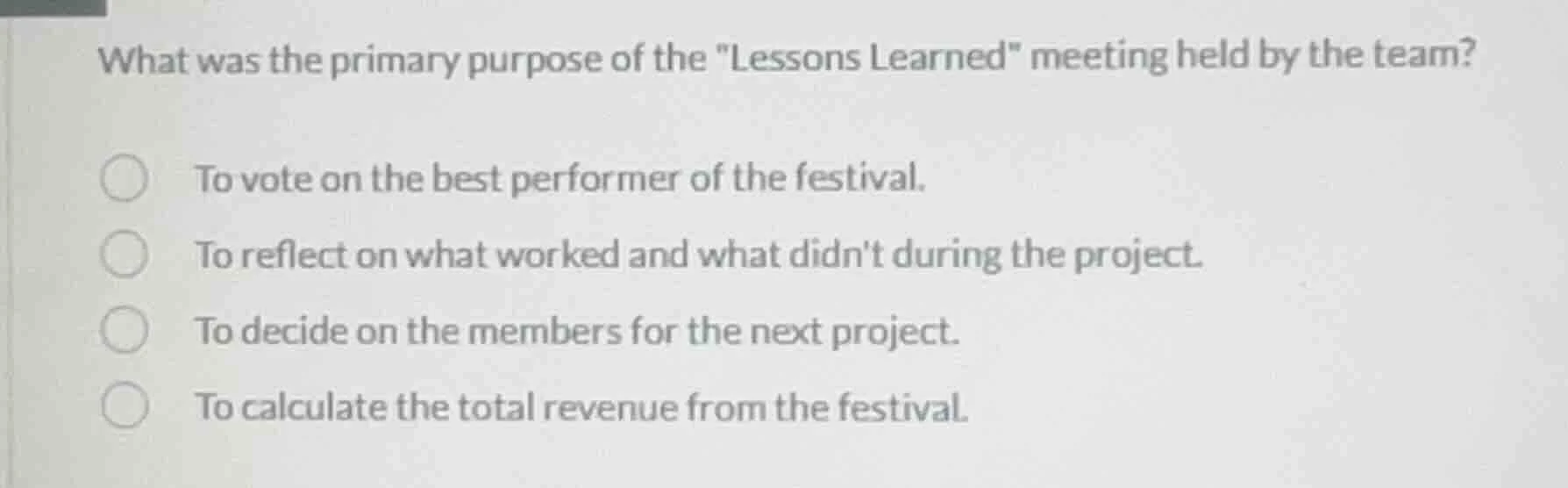 what was the primary purpose of the \lessons learned\ meeting held by t…
