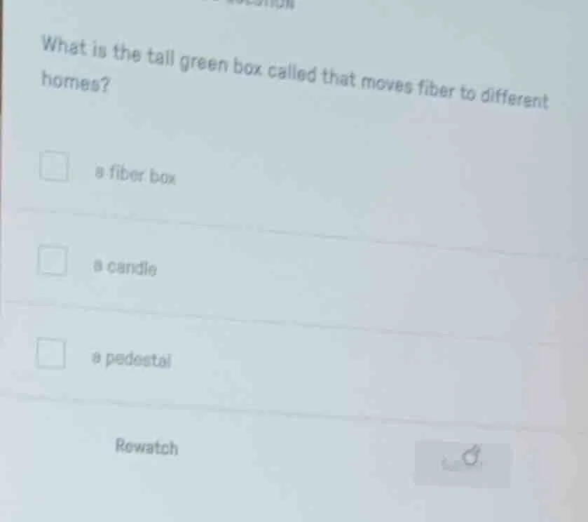 what is the tall green box called that moves fiber to different homes? …