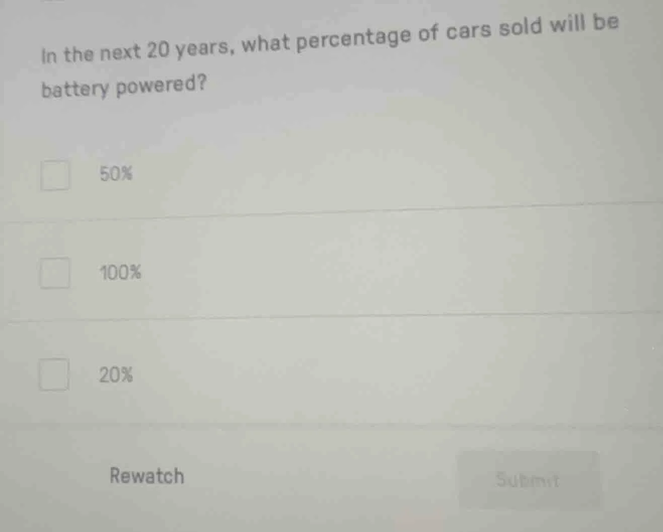 in the next 20 years, what percentage of cars sold will be battery powe…