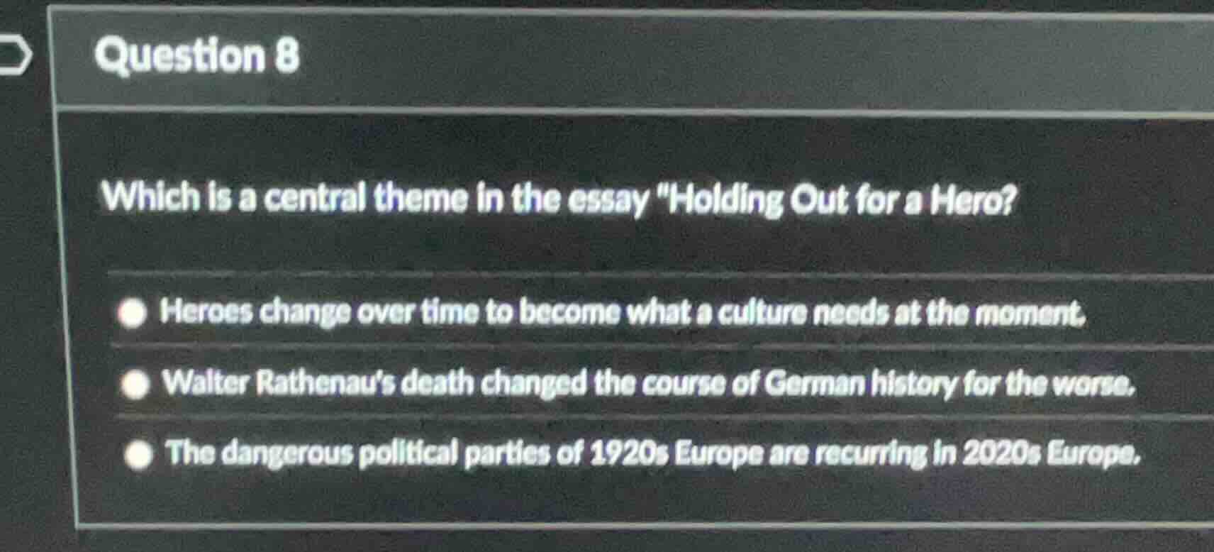 question 8 which is a central theme in the essay \holding out for a her…