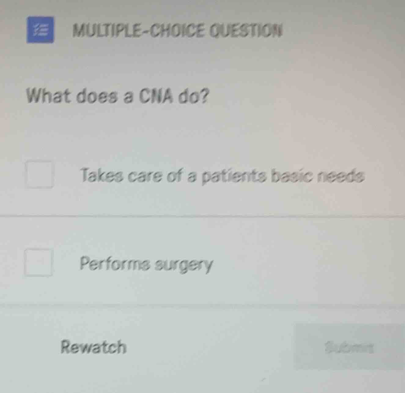 multiple-choice question what does a cna do? takes care of a patients b…