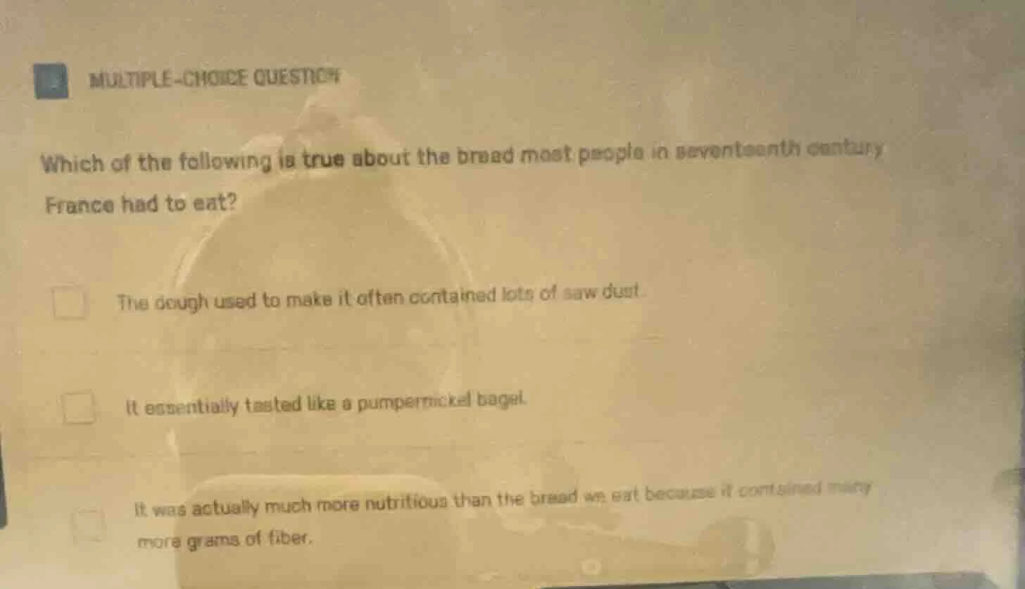 multiple-choice question which of the following is true about the bread…