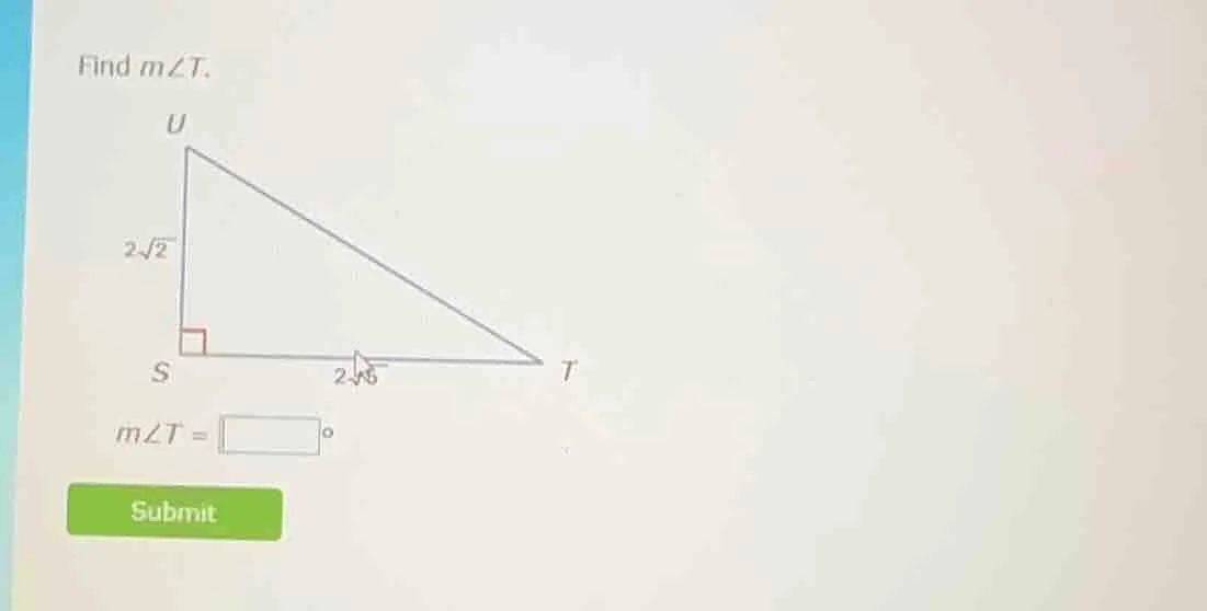 find ( mangle t ). ( mangle t = square^circ ) submit