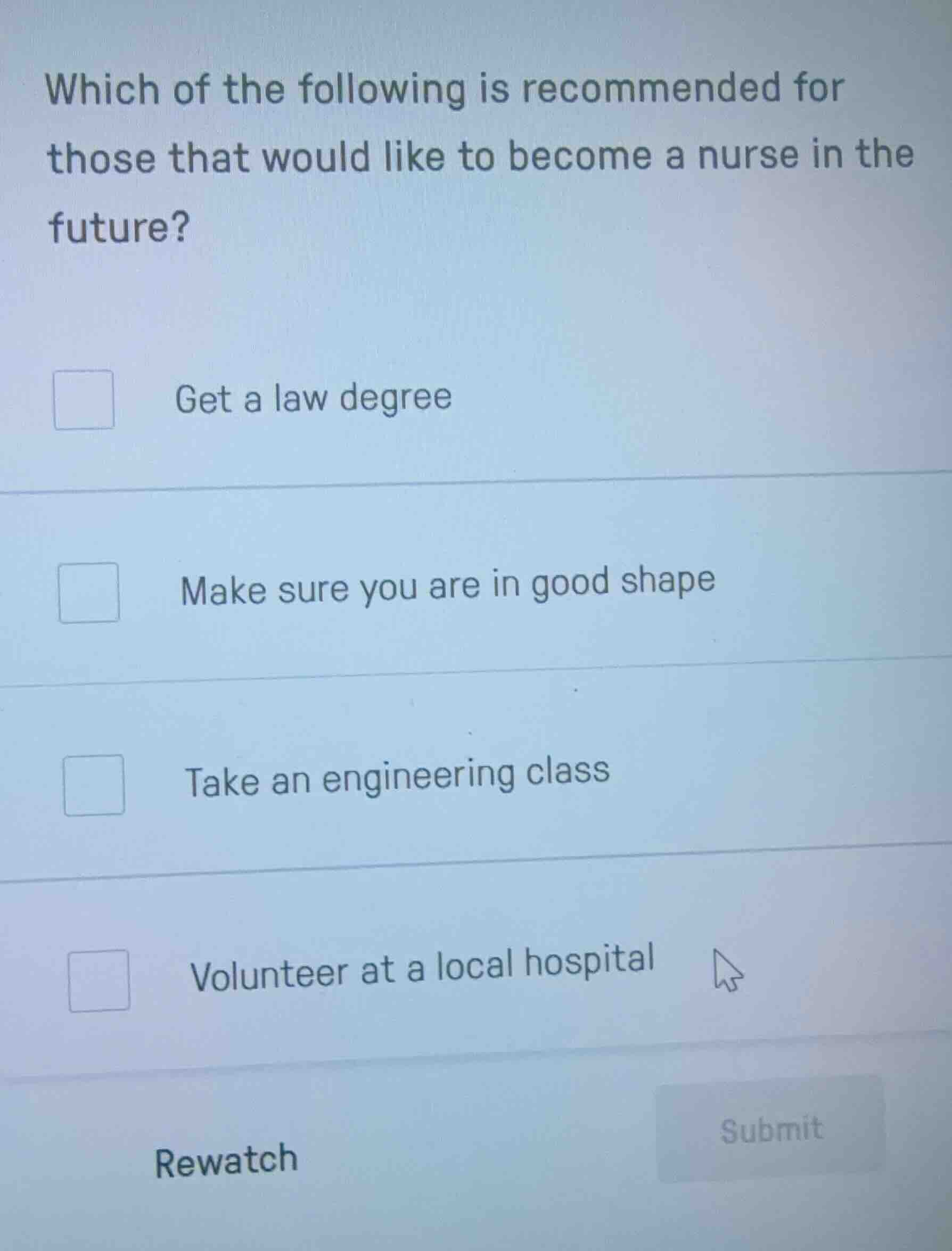 which of the following is recommended for those that would like to beco…