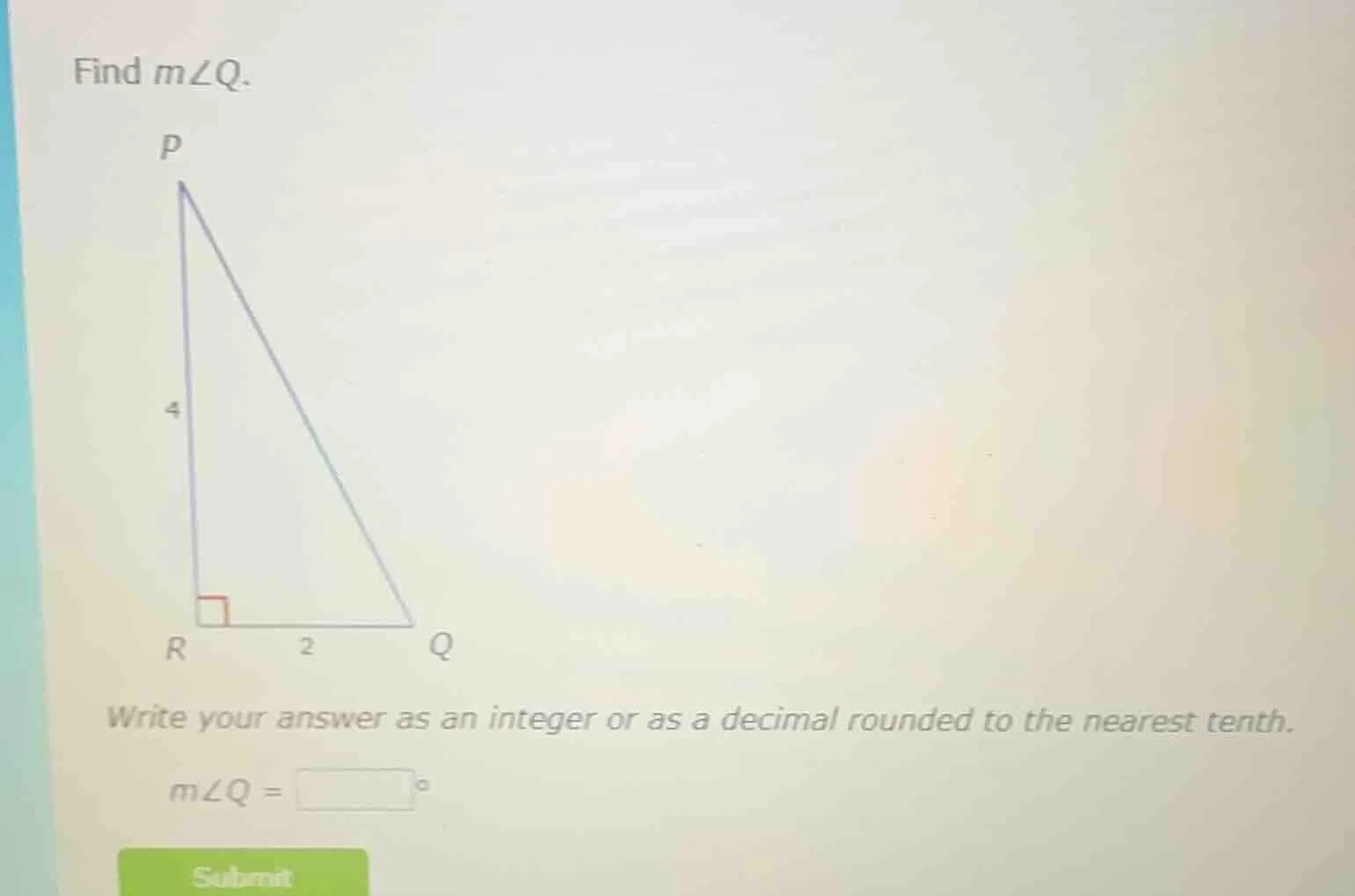find ( mangle q ). write your answer as an integer or as a decimal roun…
