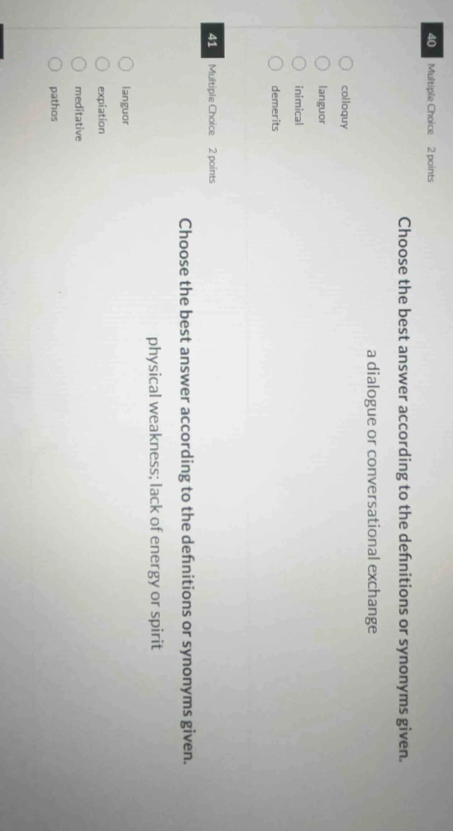 40 multiple choice 2 points choose the best answer according to the def…