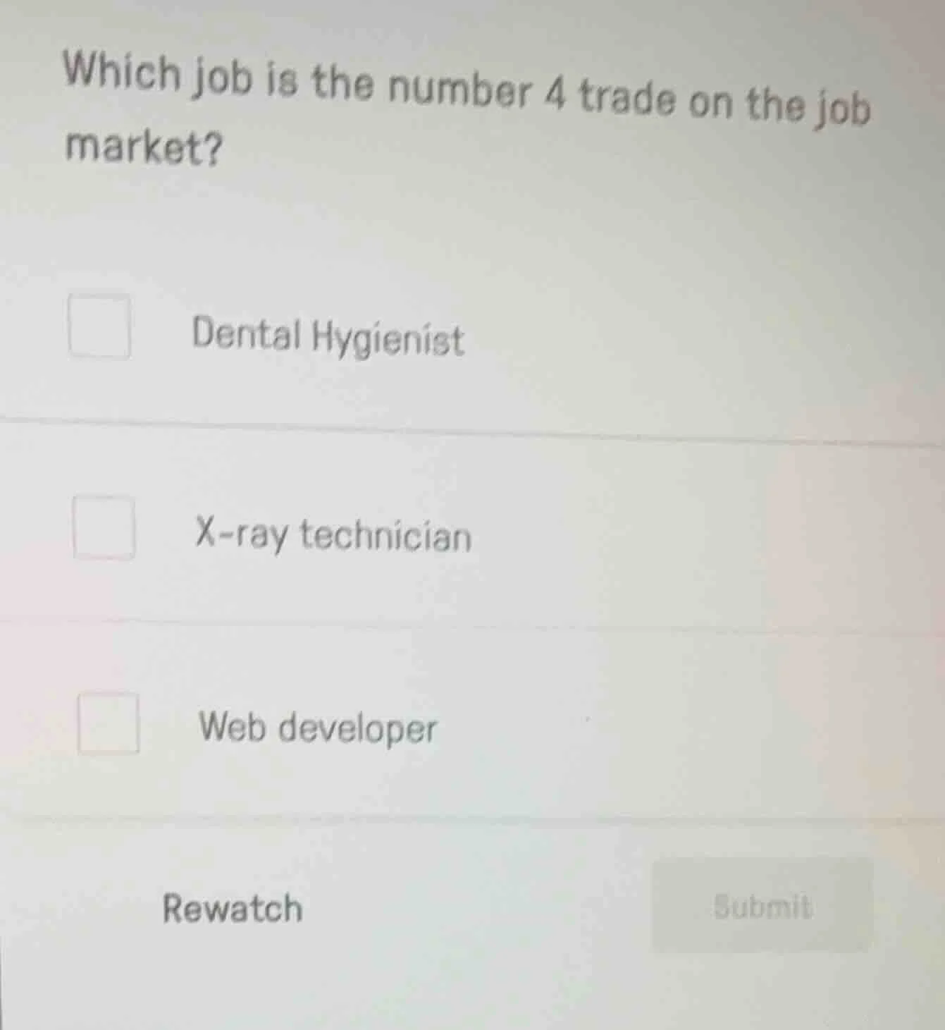 which job is the number 4 trade on the job market? dental hygienist x -…