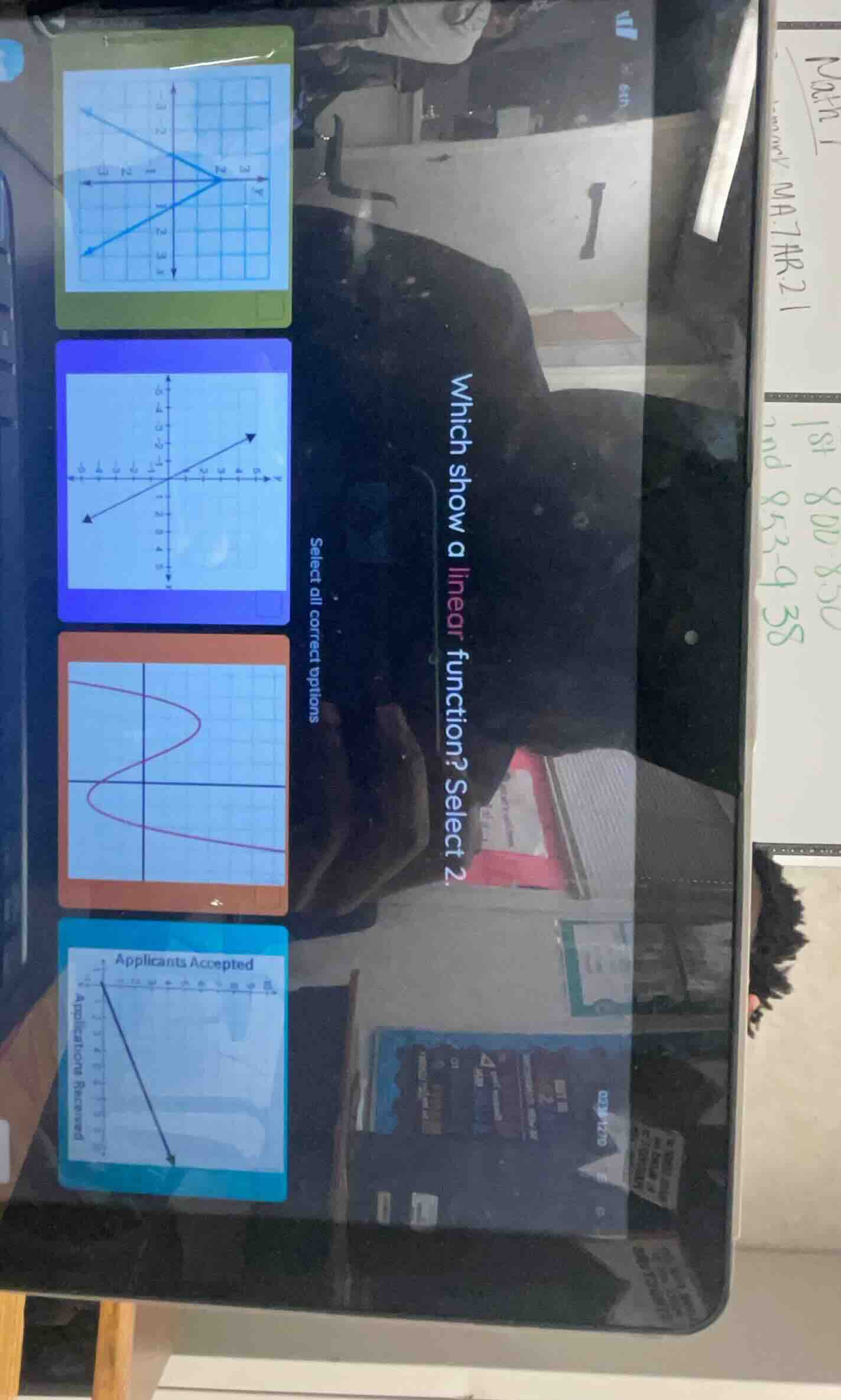 which show a linear function? select 2. select all correct options