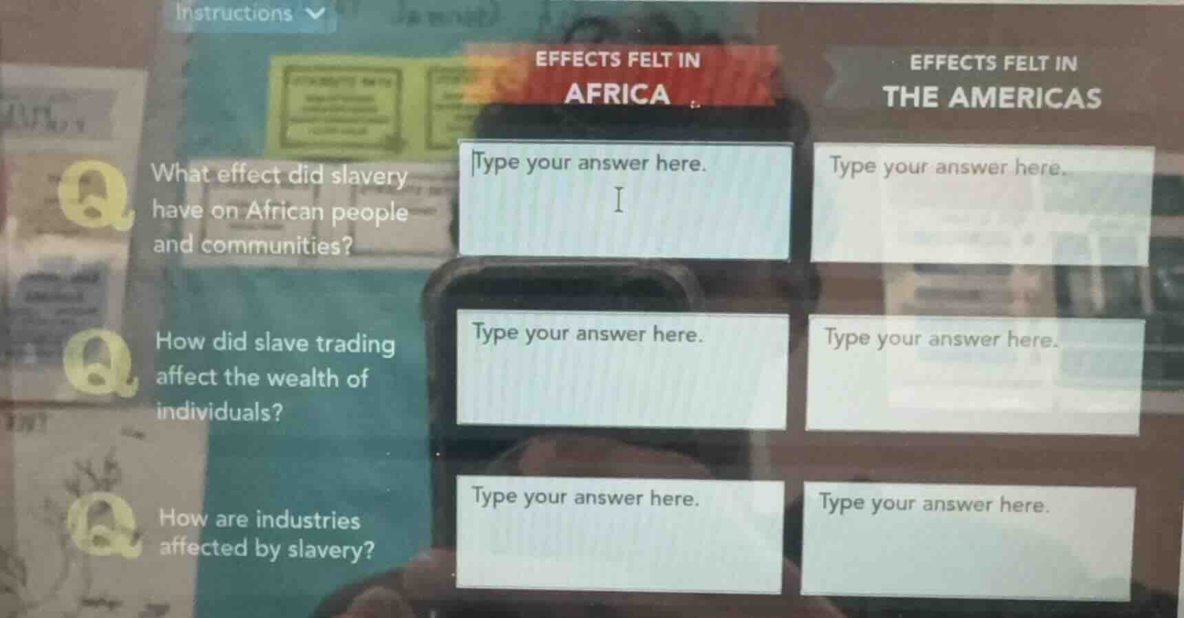 instructions effects felt in africa effects felt in the americas what e…