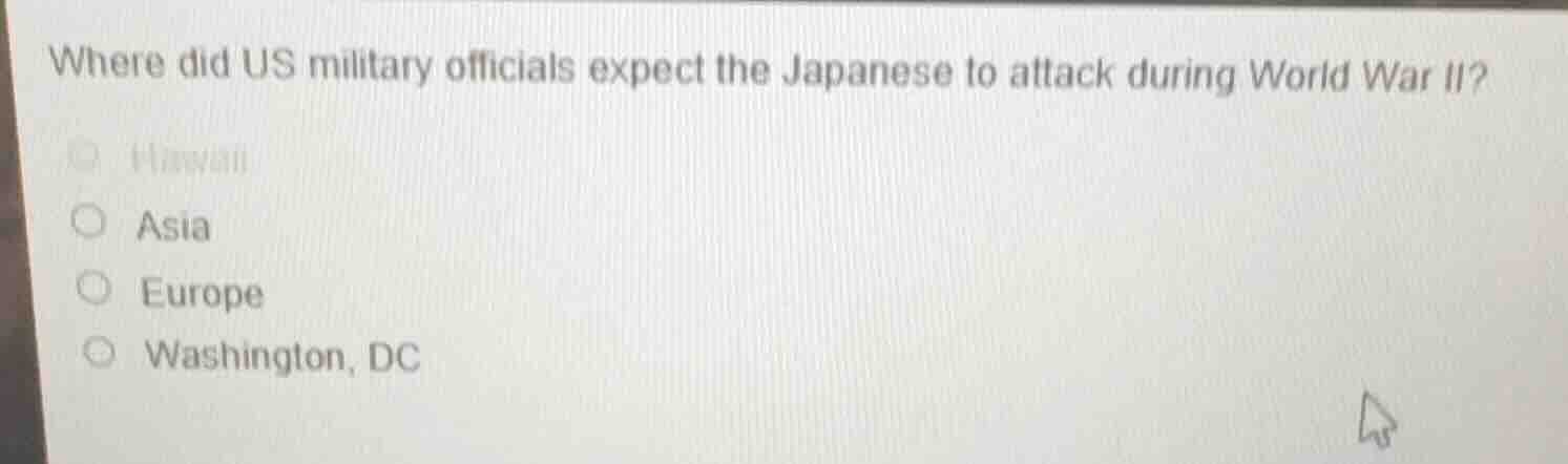 where did us military officials expect the japanese to attack during wo…