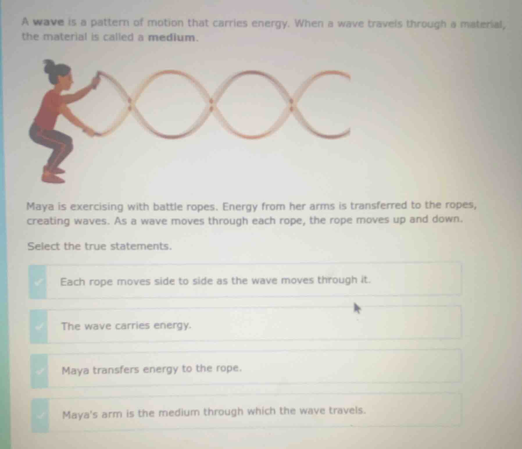 a wave is a pattern of motion that carries energy. when a wave travels …
