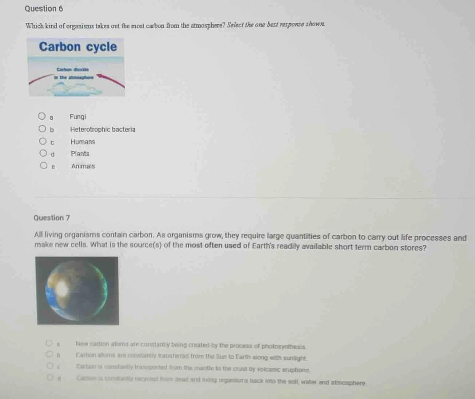 question 6 which kind of organisms takes out the most carbon from the a…