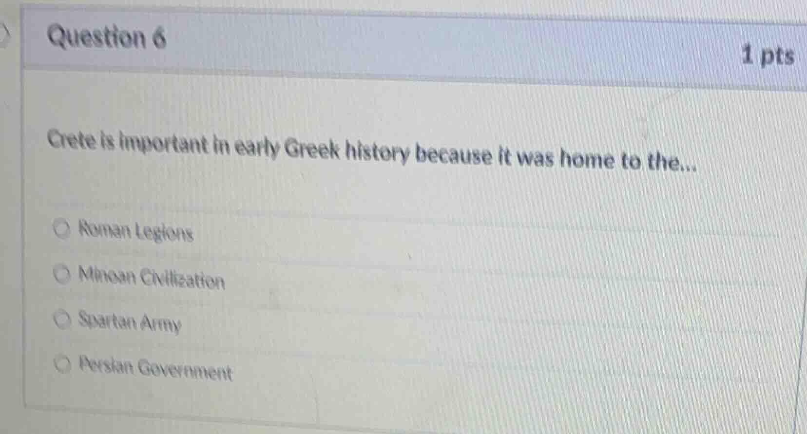 question 6 1 pts crete is important in early greek history because it w…