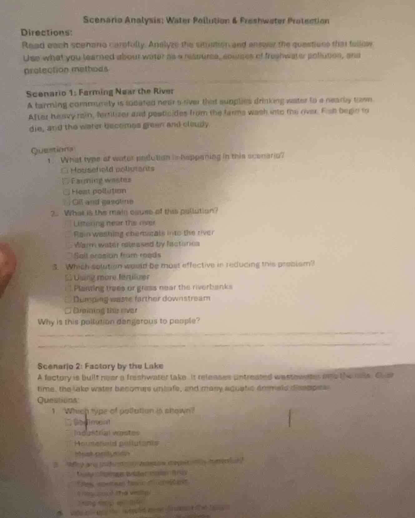 scenario analysis: water pollution & freshwater protection directions: …