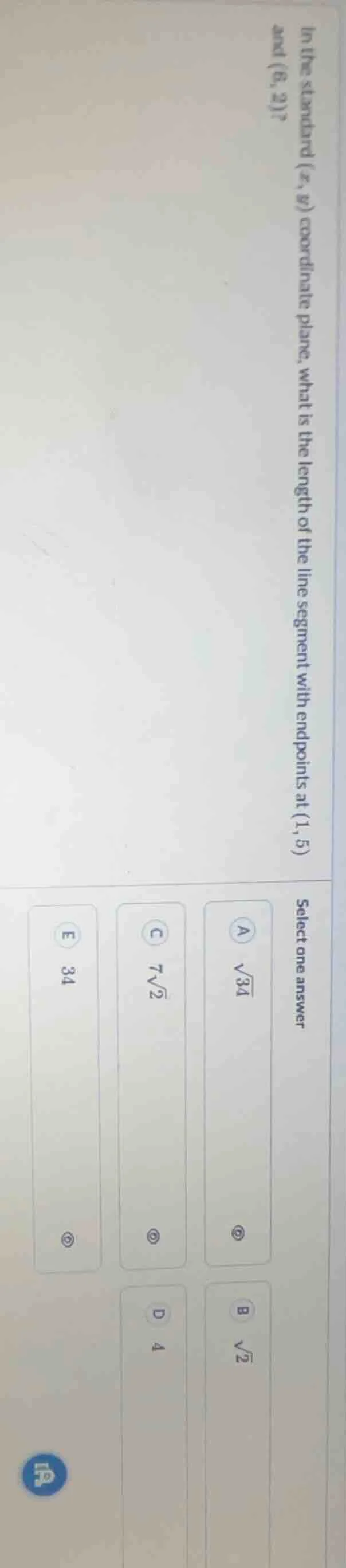 in the standard (x, y) coordinate plane, what is the length of the line…