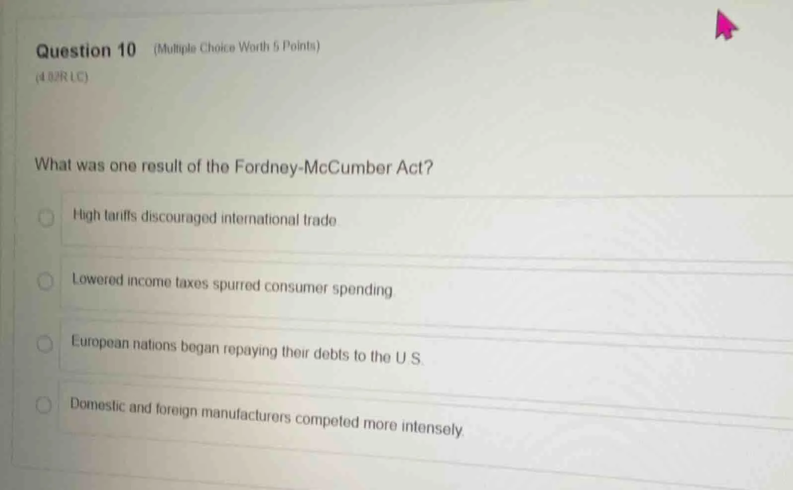 question 10 (multiple choice worth 5 points) (4.09rlc) what was one res…