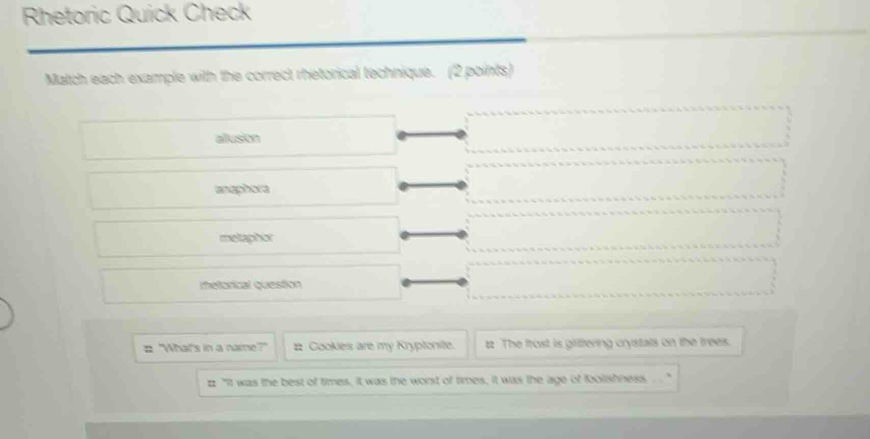 rhetoric quick check match each example with the correct rhetorical tec…