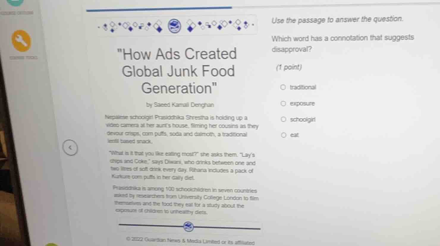 use the passage to answer the question. which word has a connotation th…