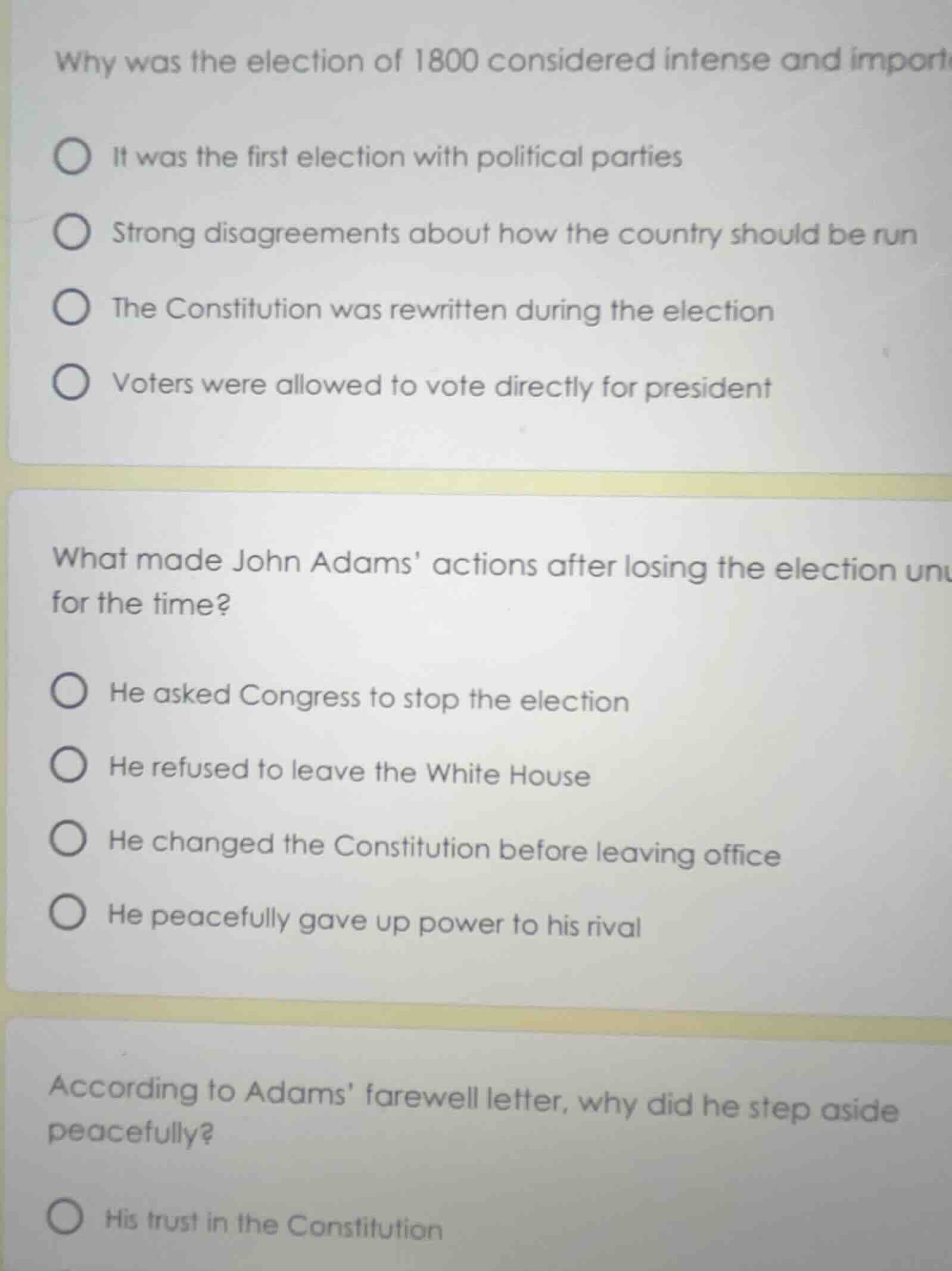 why was the election of 1800 considered intense and import it was the f…