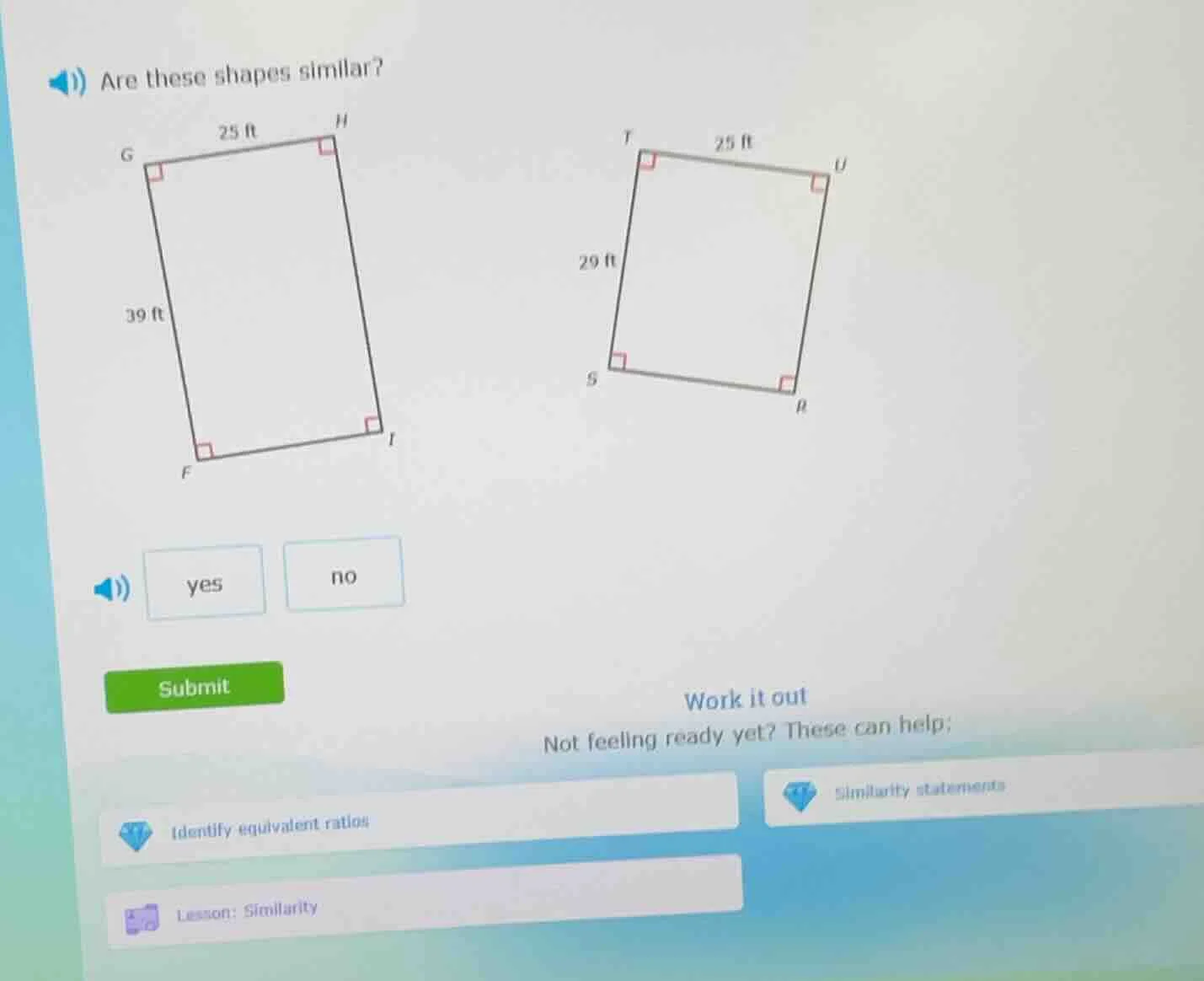 are these shapes similar? options: yes, no