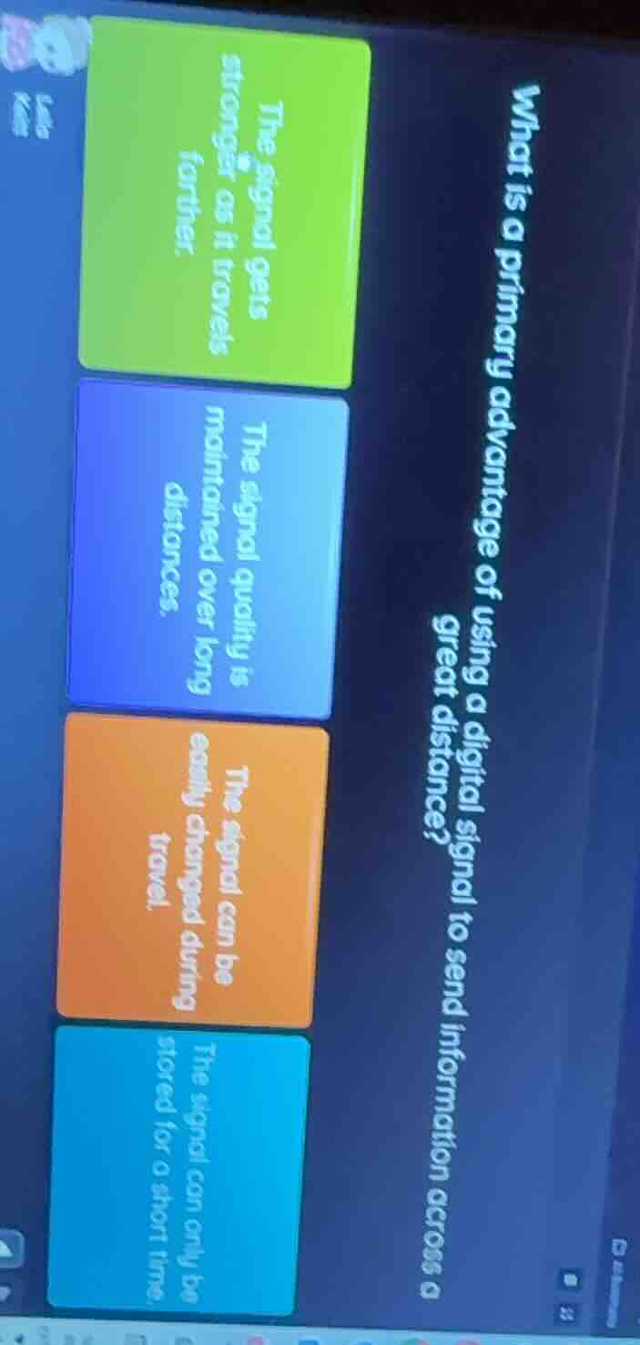 what is a primary advantage of using a digital signal to send informati…