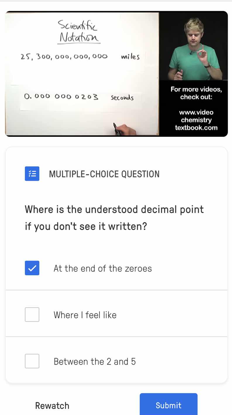 multiple-choice question where is the understood decimal point if you d…