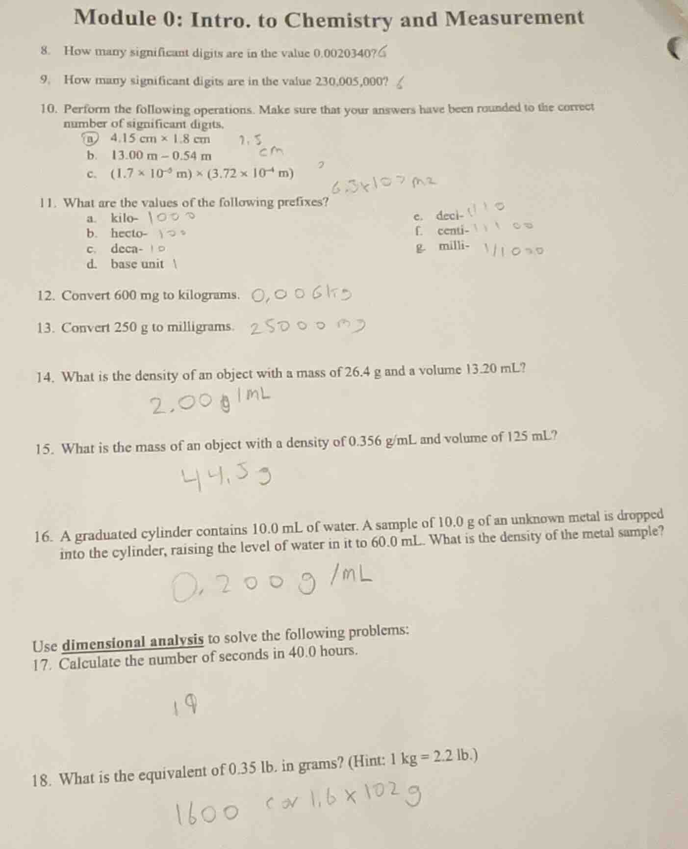 module 0: intro. to chemistry and measurement 8. how many significant d…