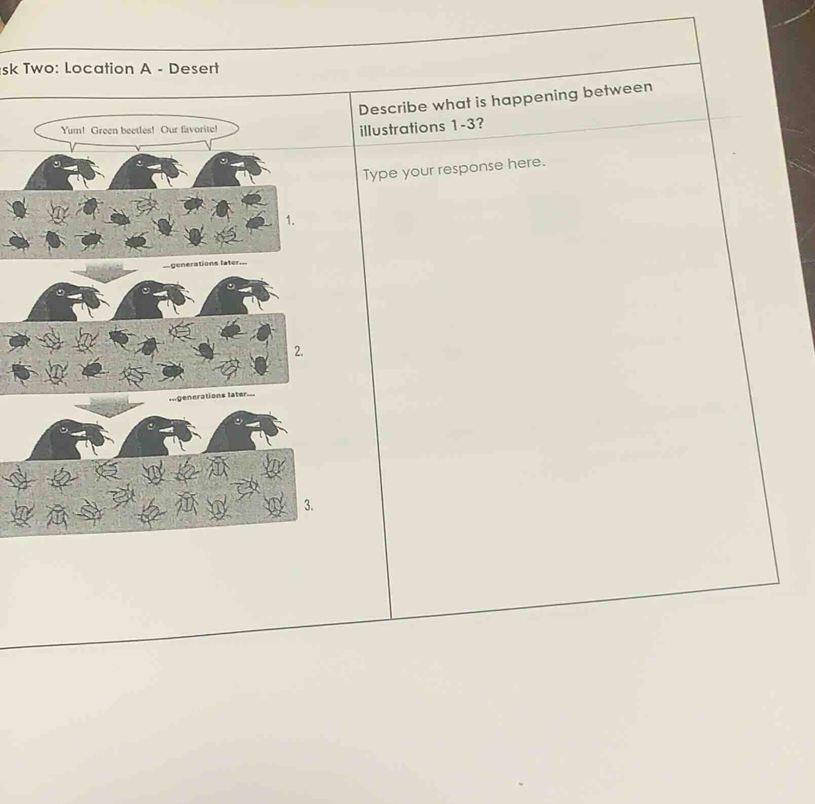 sk two: location a - desert describe what is happening between illustra…