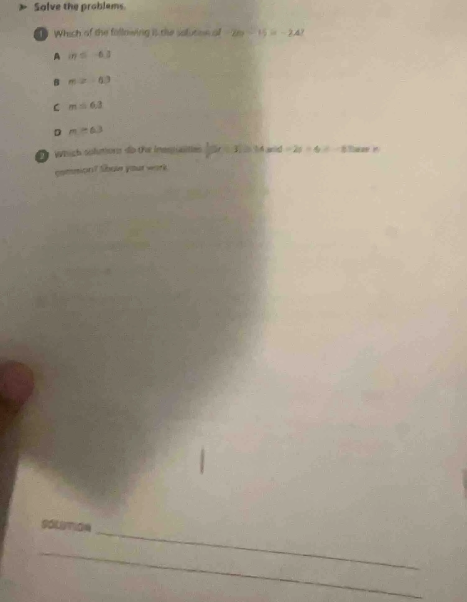 solve the problems. 1 which of the following is the solution of -20m - …