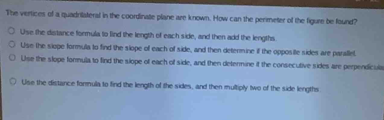 the vertices of a quadrilateral in the coordinate plane are known. how …