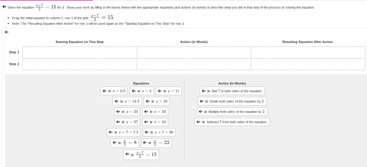 solve the equation \\(\frac{x + 7}{2} = 15\\) for \\(x\\). show your wo…