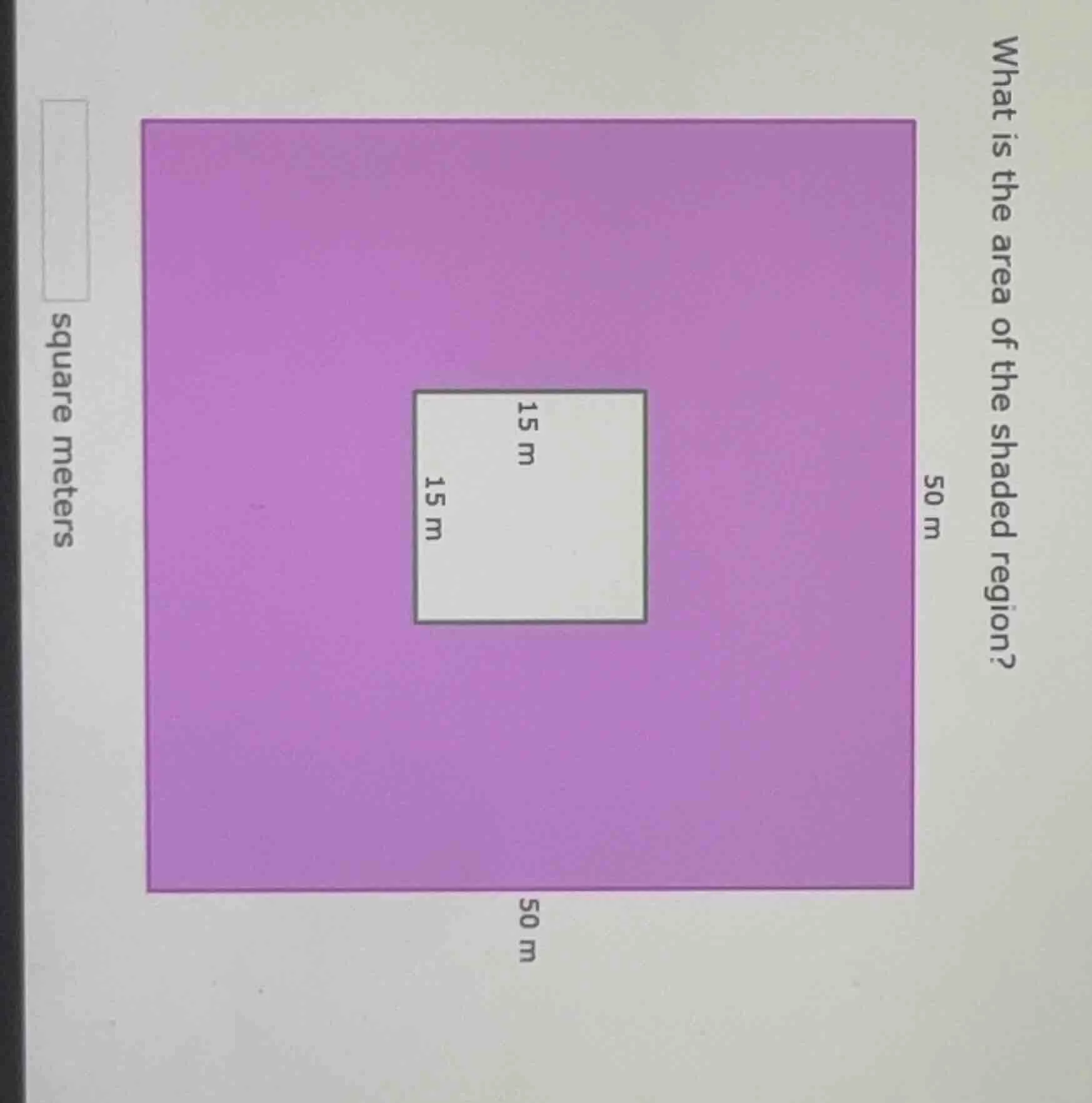 what is the area of the shaded region? square meters