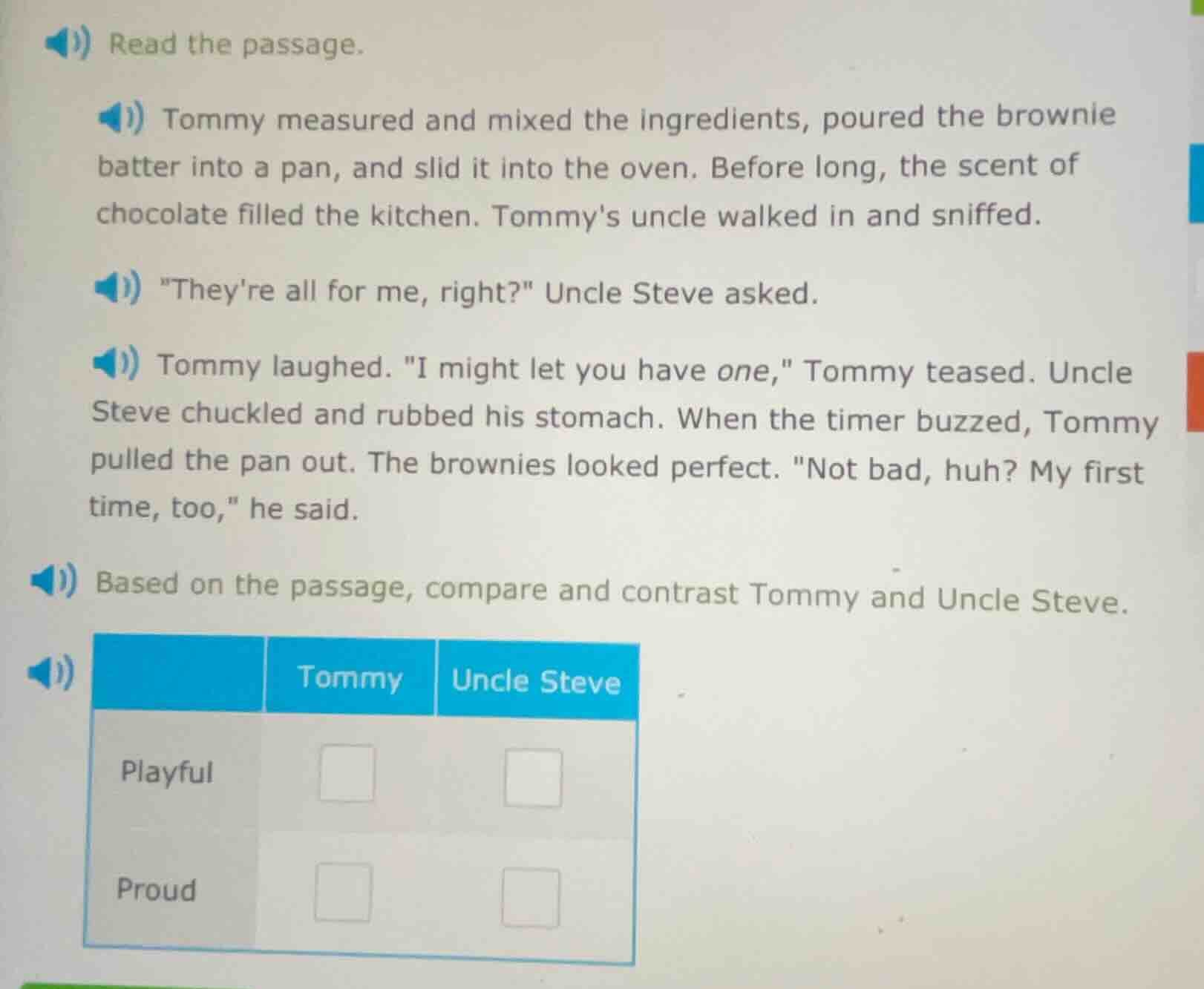 read the passage. tommy measured and mixed the ingredients, poured the …