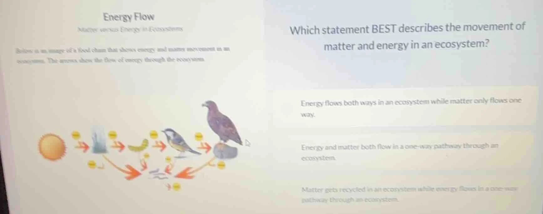 energy flow matter versus energy in ecosystems below is an image of a f…