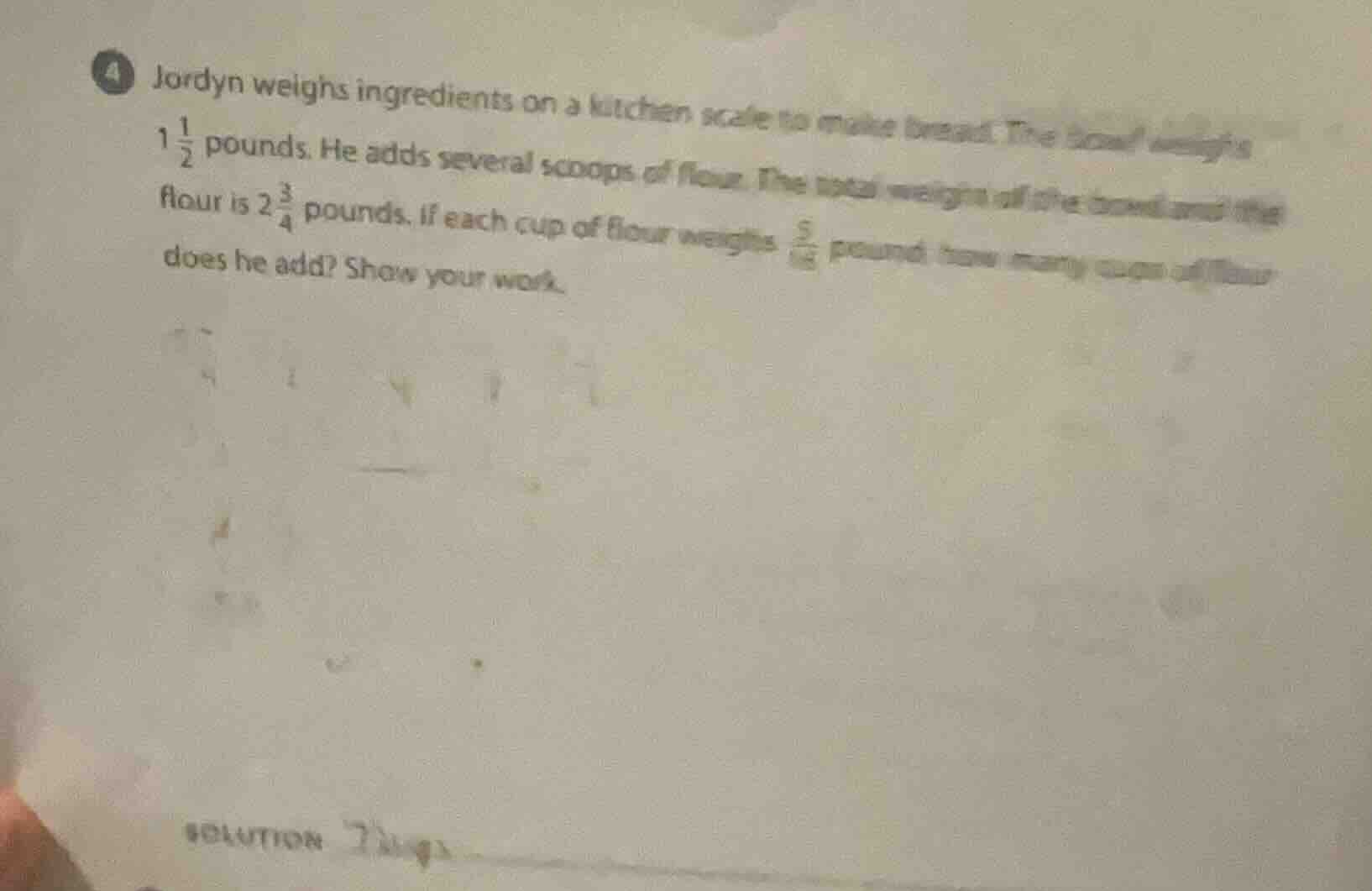 jordyn weighs ingredients on a kitchen scale to make bread. the bowl we…