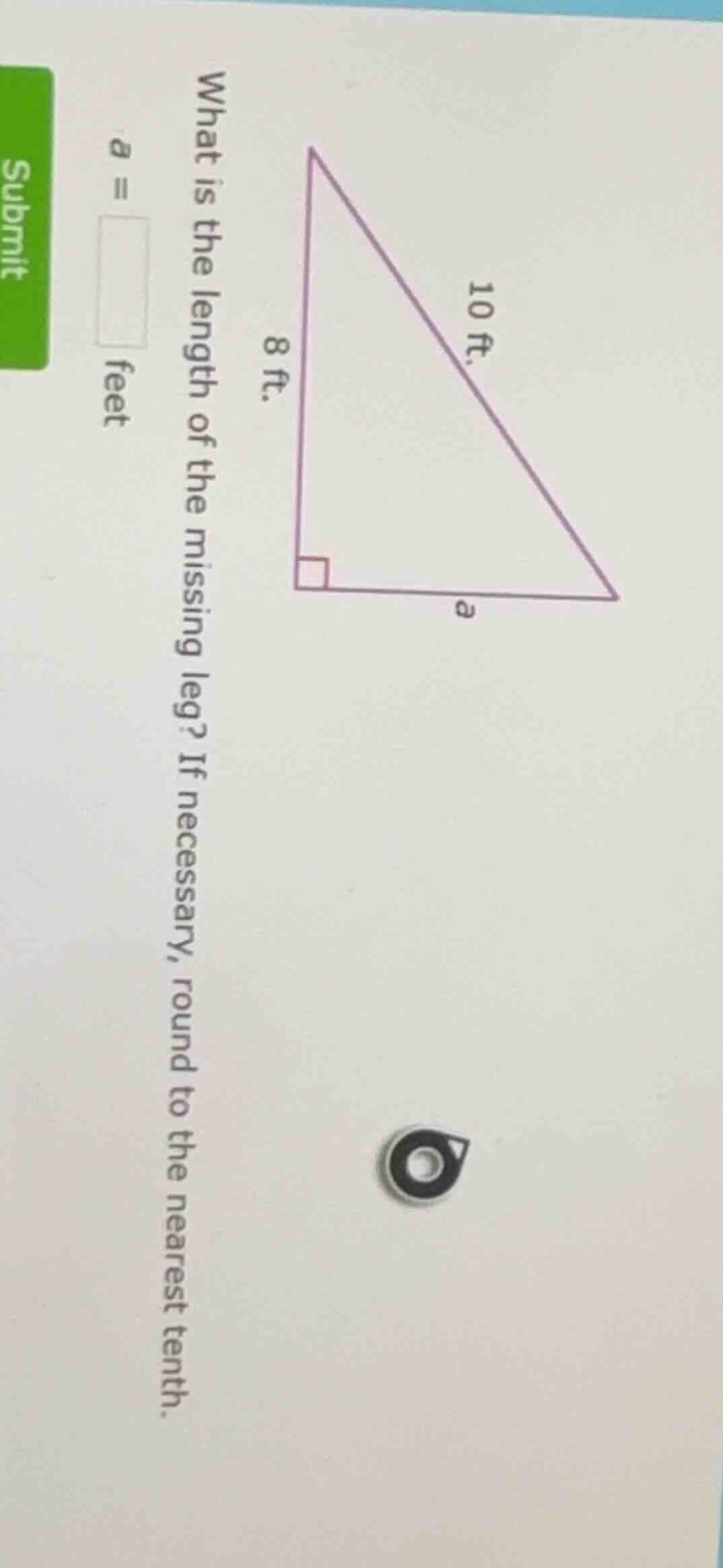 what is the length of the missing leg? if necessary, round to the neare…